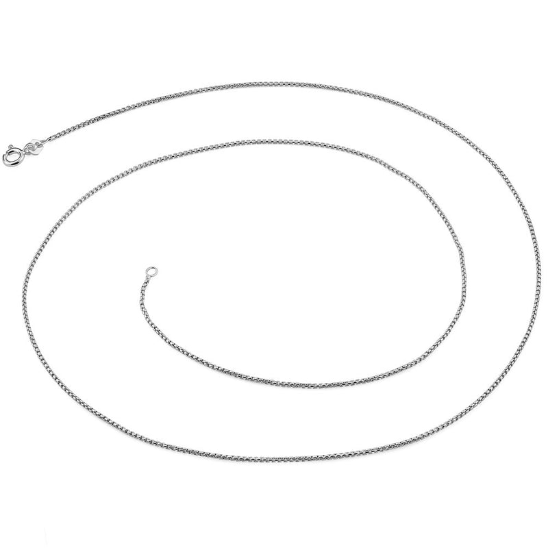 Sterling Silver Round Box Chain Necklace 1.1mm