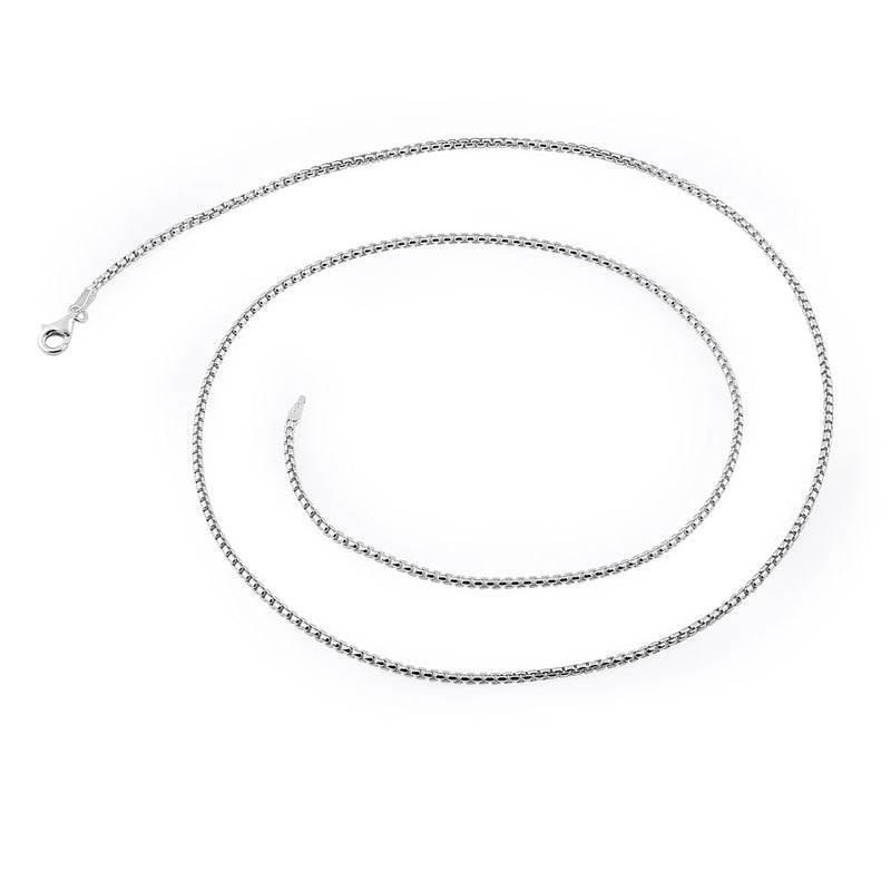 Sterling Silver Round Box Chain Necklace 1.8mm