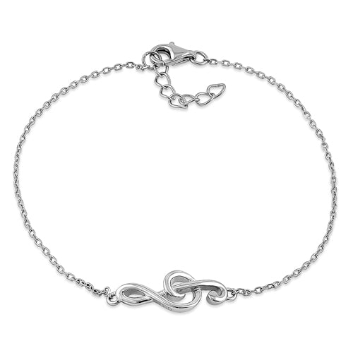 Sterling Silver Treble Clef Music Note Bracelet