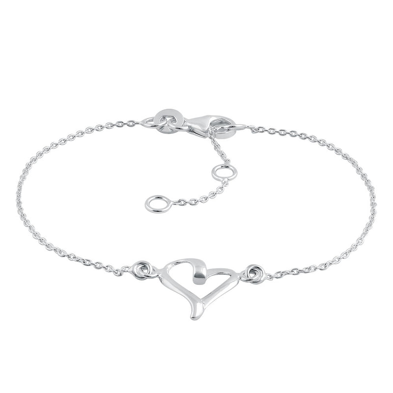 Sterling Silver Cursive Heart Bracelet