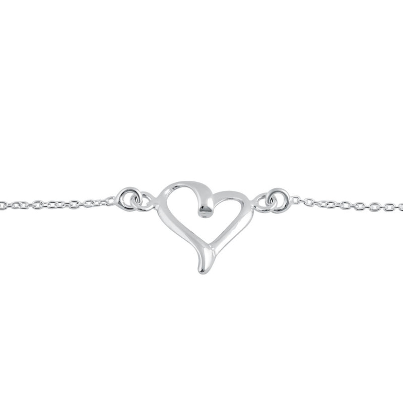 Sterling Silver Cursive Heart Bracelet