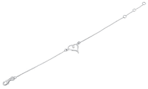 Sterling Silver Cursive Heart Bracelet