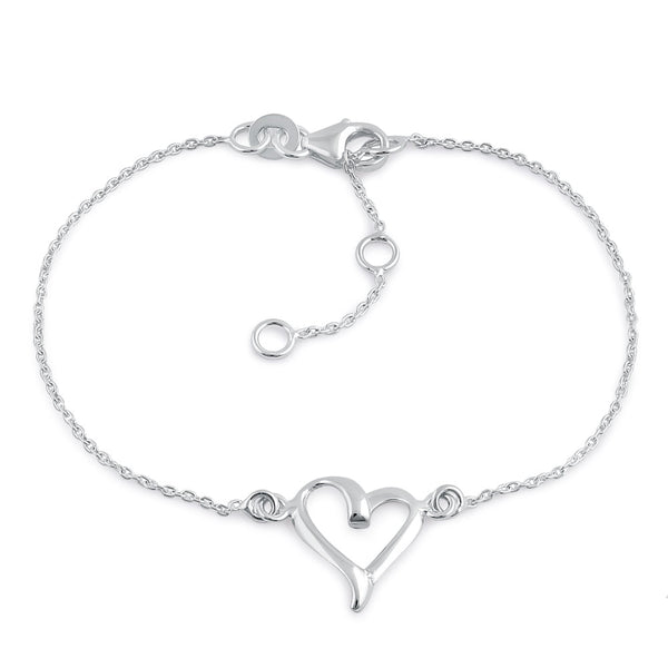 Sterling Silver Cursive Heart Bracelet