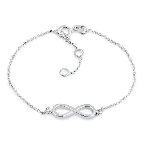 Sterling Silver 7.3mm x19.5mm Infinity Bracelet