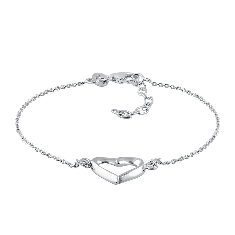 Sterling Silver 11mm x 15mm Heart Bracelet