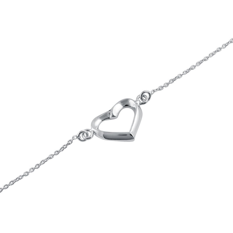 Sterling Silver 11mm x 15mm Heart Bracelet