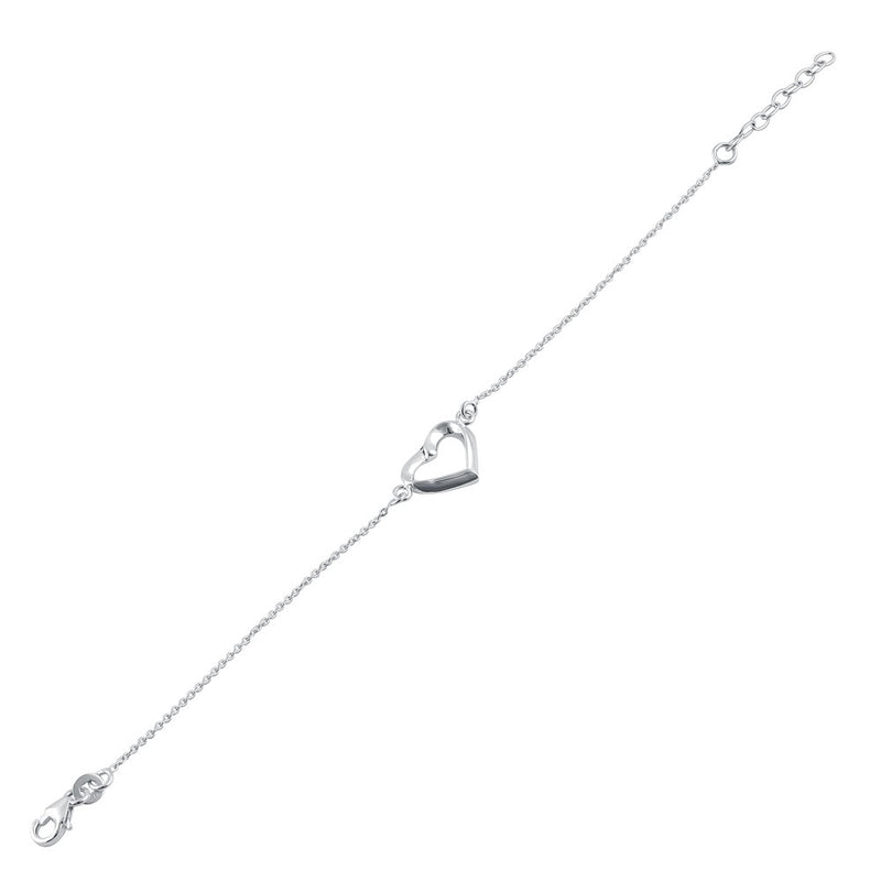 Sterling Silver 11mm x 15mm Heart Bracelet