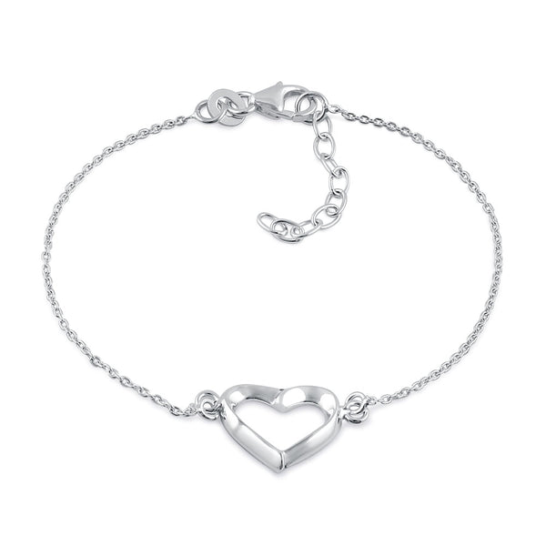 Sterling Silver 11mm x 15mm Heart Bracelet