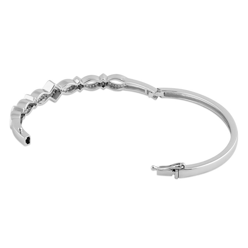 Sterling Silver Elegant Pave CZ Bangle Bracelet