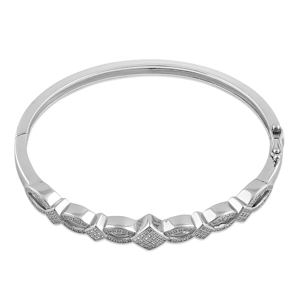 Sterling Silver Elegant Pave CZ Bangle Bracelet