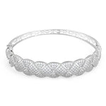 Sterling Silver Flower Pave CZ Bangle Bracelet