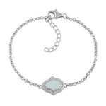 Sterling Silver Clear CZ and White Opal Hamsa Bracelet