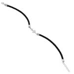 Sterling Silver Black Leather Anchor Bracelet