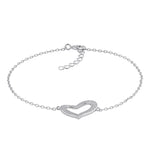 Sterling Silver Clear CZ Heart Bracelet