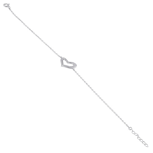 Sterling Silver Clear CZ Heart Bracelet
