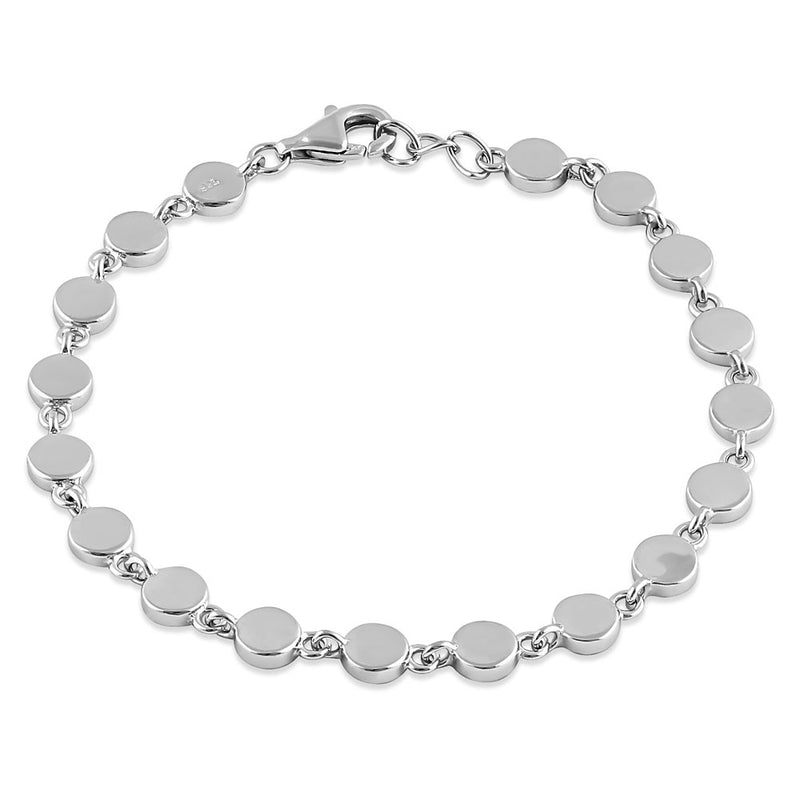 Sterling Silver Round White Lab Opal Bracelet