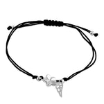 Sterling Silver Winged Pink Lab Opal Plumeria Adjustable Silk Bracelet