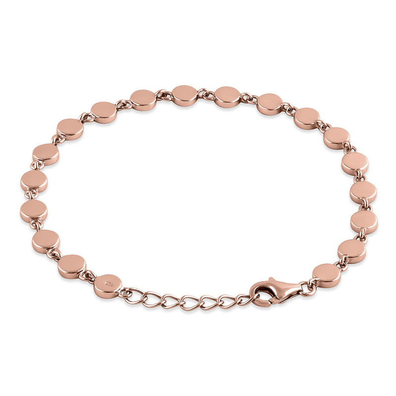 Sterling Silver Rose Gold Plated Round White Lab Opal Bracelet