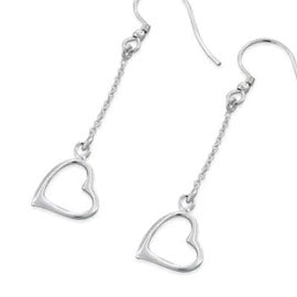 Sterling Silver Heart Dangle Earrings