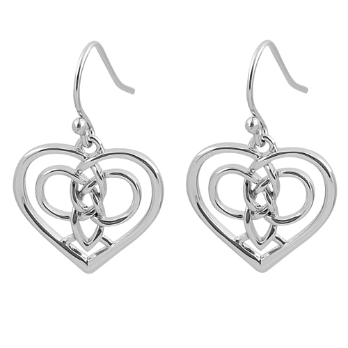 Sterling Silver Dangling Celtic Heart Earrings