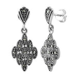 Sterling Silver Marquise Marcasite Earrings