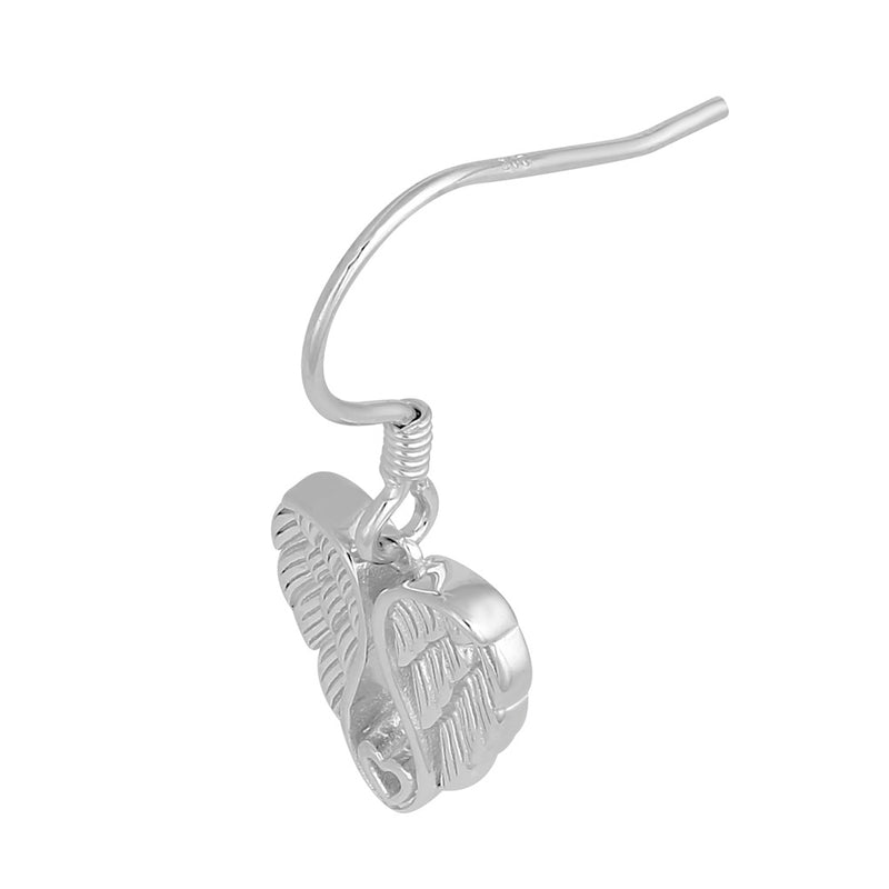 Sterling Silver Angel Wings with Heart Dangle Earrings