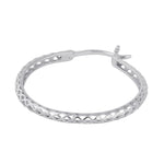 Sterling Silver 27.5mm x 2.5mm Basket Hoop Earrings