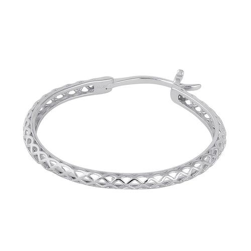 Sterling Silver 27.5mm x 2.5mm Basket Hoop Earrings