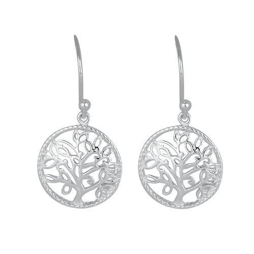 Sterling Silver Dangling Tree of Life Earrings