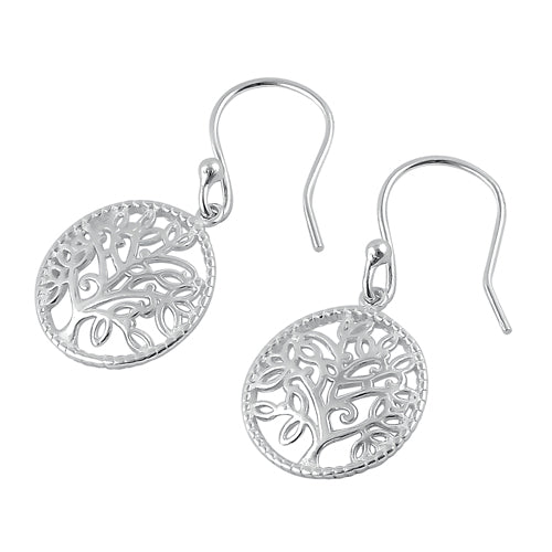 Sterling Silver Dangling Tree of Life Earrings