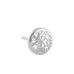 Sterling Silver Heart Filled Circle Stud Earrings