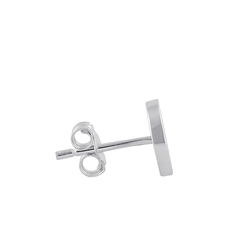 Sterling Silver Flat Circle Stud Earrings