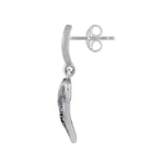 Sterling Silver Double Heart Marcasite Dangle Earrings
