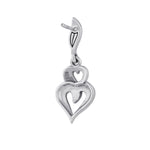 Sterling Silver Double Heart Marcasite Dangle Earrings