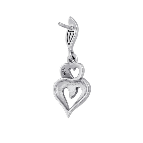 Sterling Silver Double Heart Marcasite Dangle Earrings