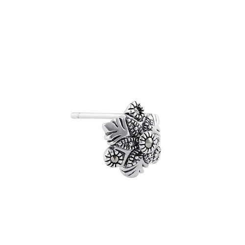 Sterling Silver Snowflake Marcasite Stud Earrings