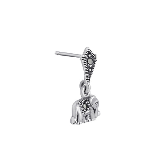 Sterling Silver Baby Elephant Marcasite Dangle Earrings