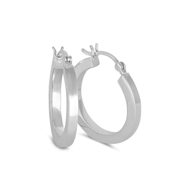 Sterling Silver 3.0mm x 20.0mm Hoop Earrings