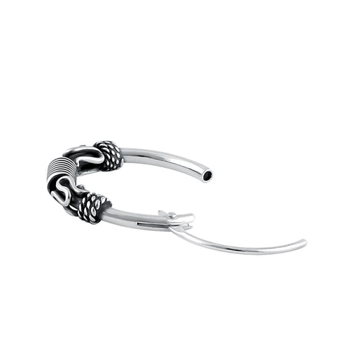 Sterling Silver 2.5mm x 14.0mm Bali Swirl Hoop Earrings