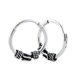 Sterling Silver 2.5mm x 12.0mm Bali Swirl Hoop Earrings