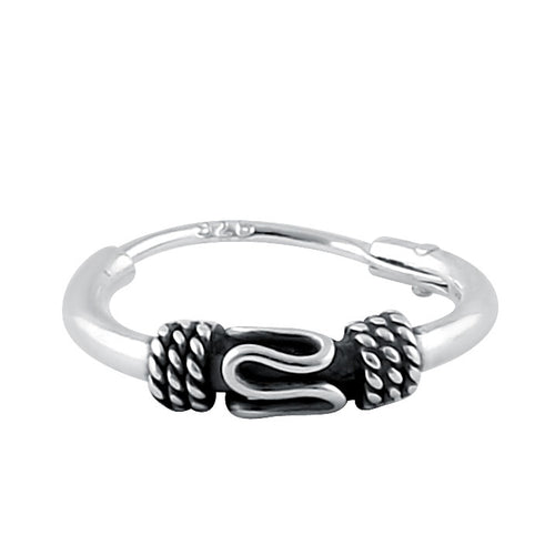 Sterling Silver 2.5mm x 12.0mm Bali Swirl Hoop Earrings