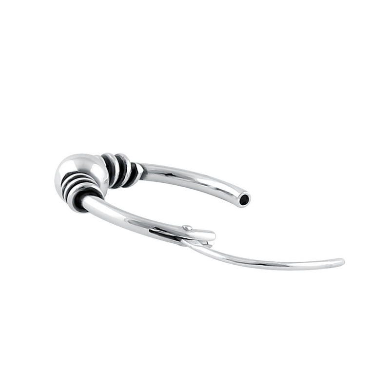 Sterling Silver 3.5mm x 14.0mm Bali Bead Hoop Earrings