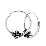 Sterling Silver 4.5mm x 14.0mm Corrugated Bali Bead Hoop Earrings