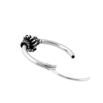 Sterling Silver 4.5mm x 14.0mm Corrugated Bali Bead Hoop Earrings