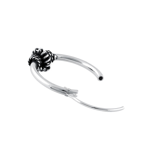 Sterling Silver 4.5mm x 14.0mm Corrugated Bali Bead Hoop Earrings