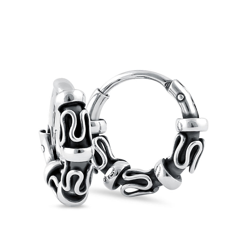 Sterling Silver 3.5mm x 14.0mm Triple Swirl Balil Hoop Earrings