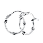 Sterling Silver 2.0mm x 15.5mm Bali Hoop Earrings