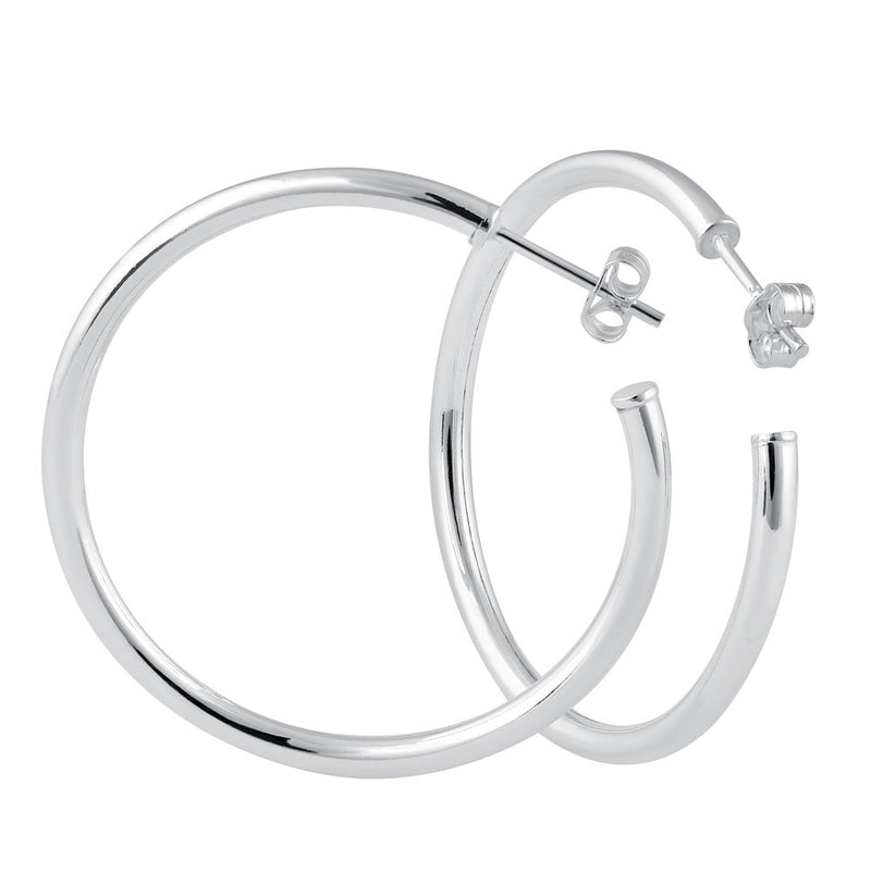 Sterling Silver 2.5mm x 35.0mm Hoop Earrings