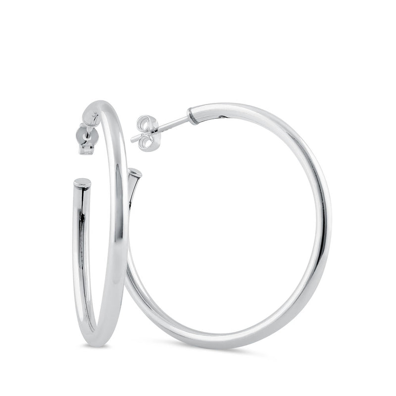 Sterling Silver 2.5mm x 30.0mm Hoop Earrings