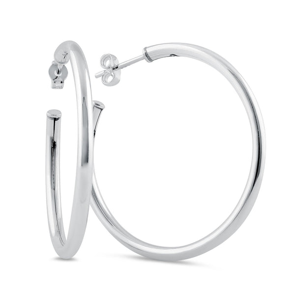 Sterling Silver 2.5mm x 40.0mm Hoop Earrings